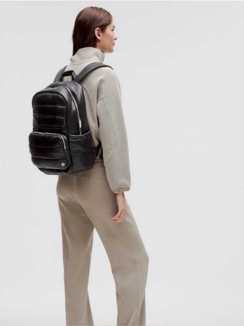 lululemon athletica Black Quilted Wunder Puff Puffer Backpack